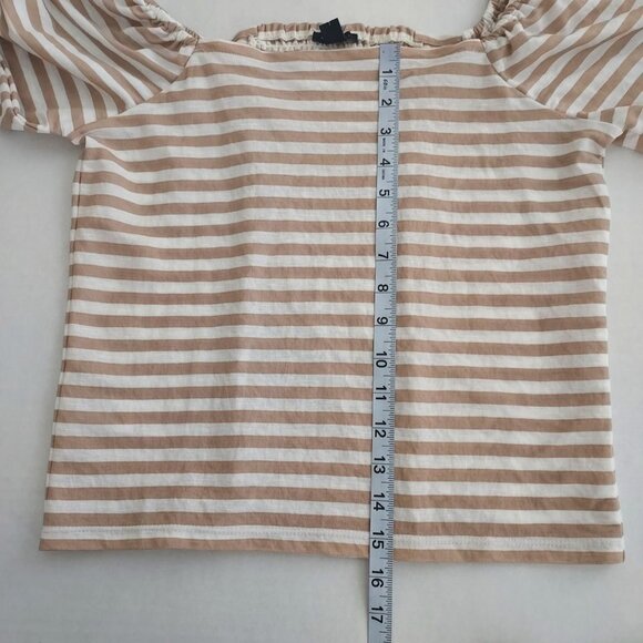 Ann Taylor White and Tan Striped Off the Shoulder Top NWT - Picture 5 of 8